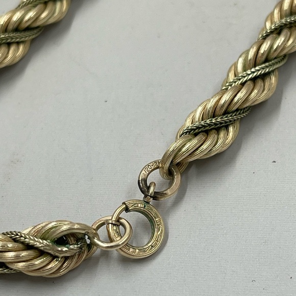 Victorian 12k Gold Filled Necklace Braided Twisted Necklace Rope Chain Antique - Picture 4 of 6